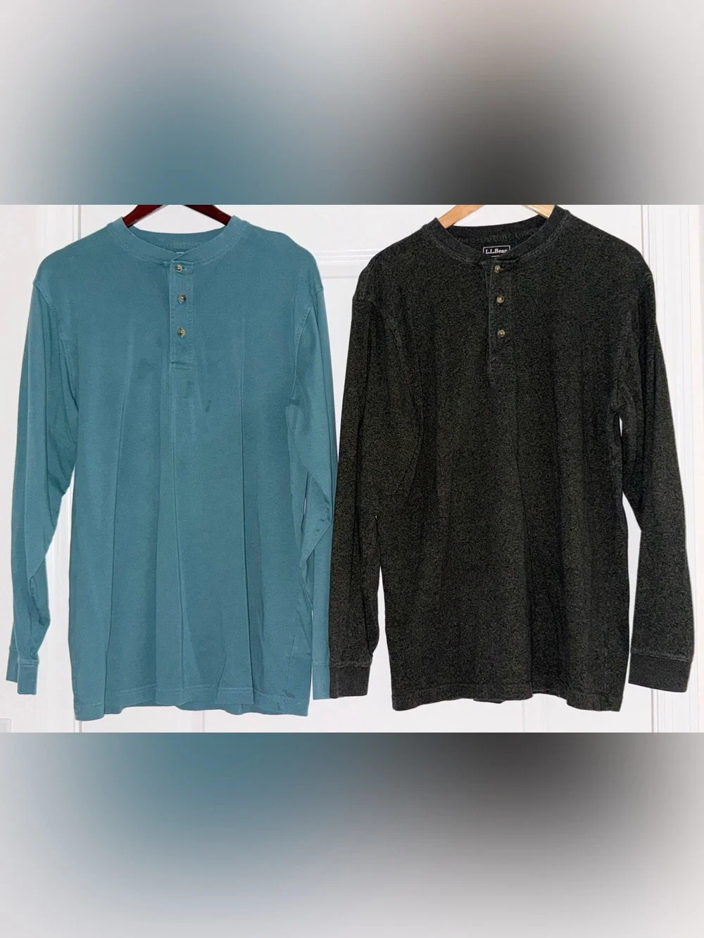LL Bean Mens M Tall Carefree Unshrinkable Tee Traditional Fit L-Sleeve Henley
